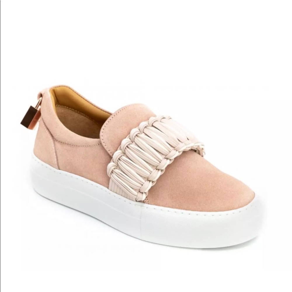 Buscemi Womens 40mm Braid Suede Pink $650 msrp